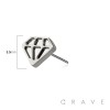 316L SURGICAL STEEL THREADLESS PUSH IN 3D DIAMOND TOP PART